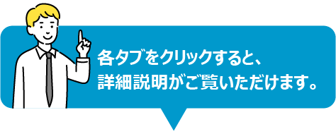 各タブをクリックすると、詳細説明がご覧いただけます。