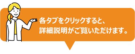 各タブをクリックすると、詳細説明がご覧いただけます。