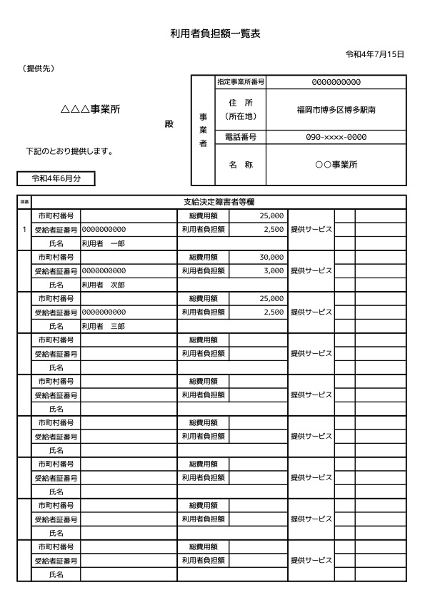 上限管理（利用者負担額一覧表）