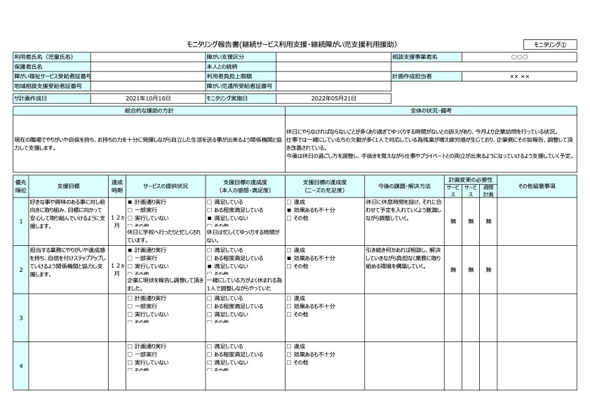 モニタリング報告書